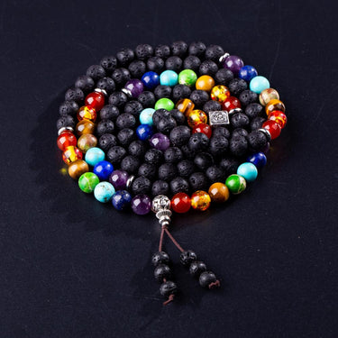 7 Chakra and Lava Stone 108 Beads Mala Bracelet-Your Soul Place
